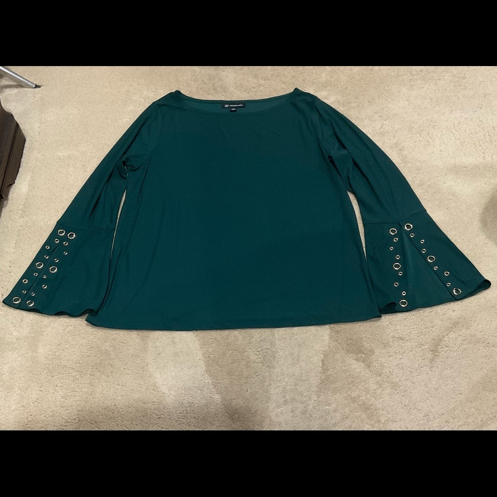 INC bell sleeve blouse in hunter green